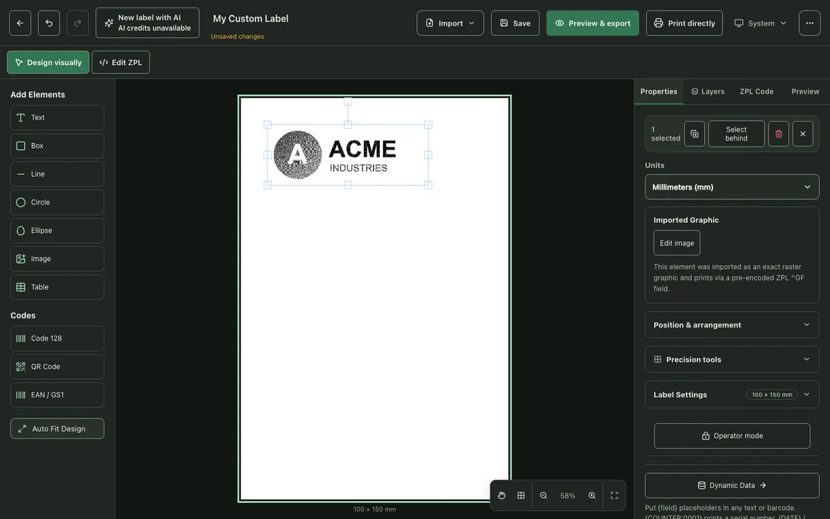 How to Add a Logo or Image to a ZPL Label (^GF) — ZPLCraft